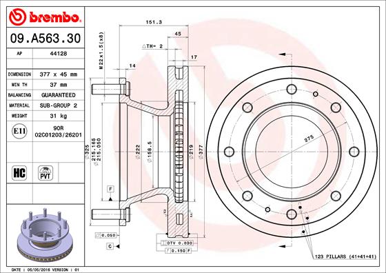 Remschijven Brembo 09.A563.30