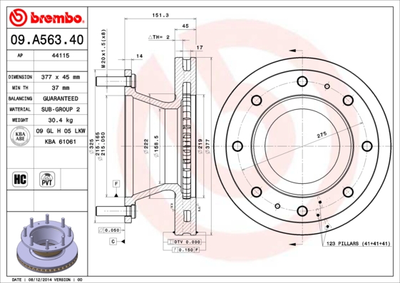 Brembo Remschijven 09.A563.40