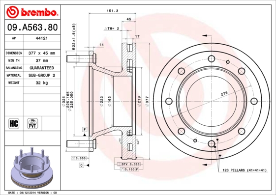 Remschijven Brembo 09.A563.80