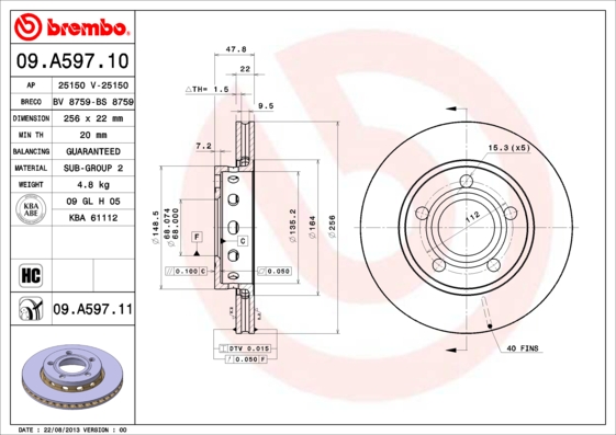 Brembo Remschijven 09.A597.11