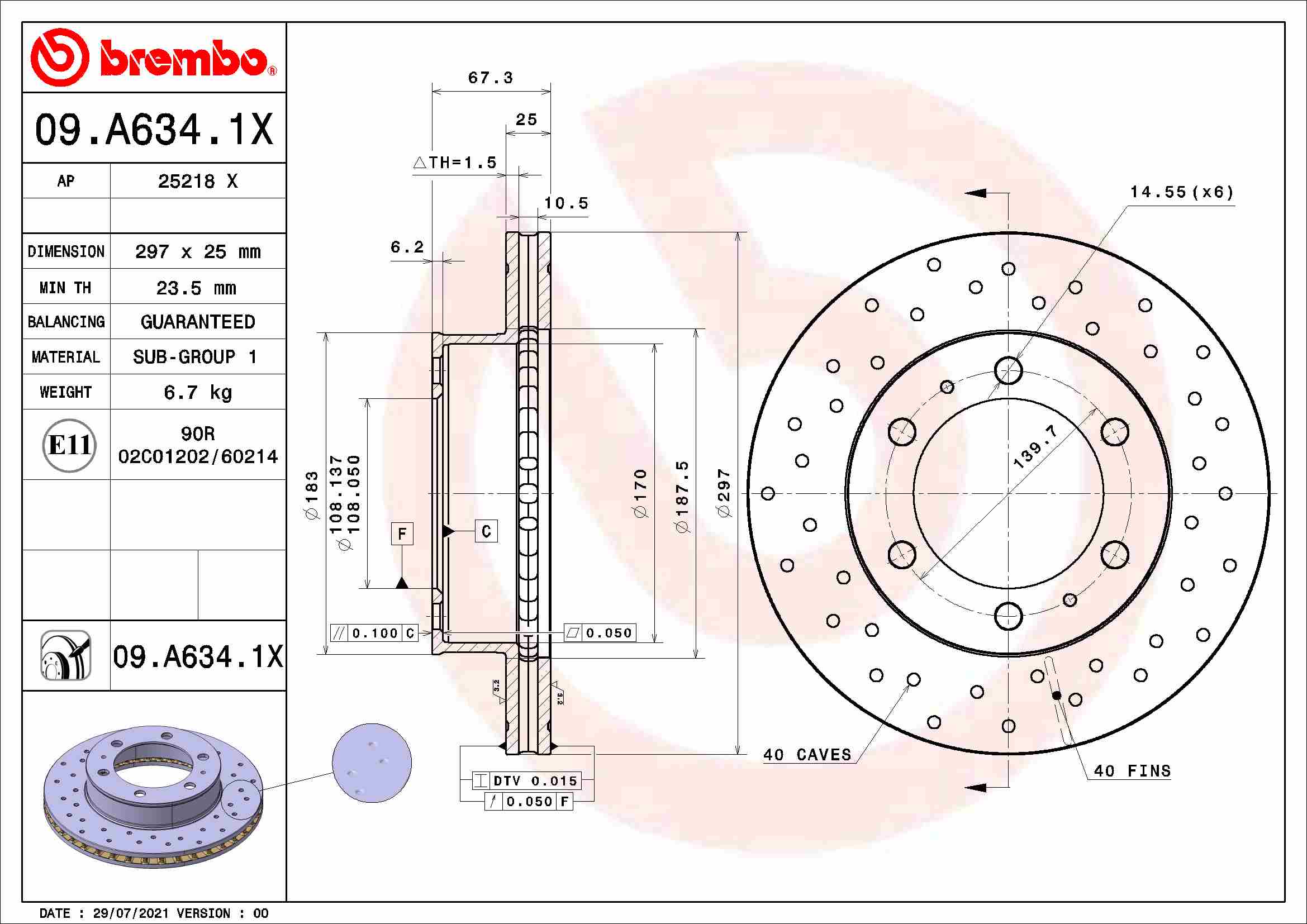 Remschijven Brembo 09.A634.1X