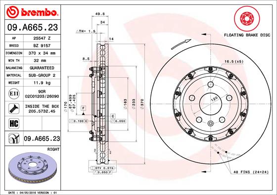 Brembo Remschijven 09.A665.23