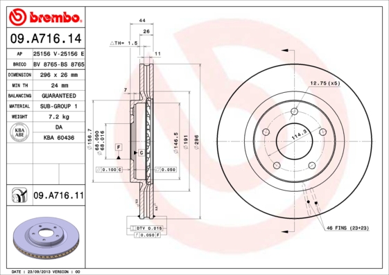 Brembo Remschijven 09.A716.14