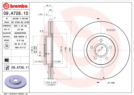 Remschijven Brembo 09.A728.10