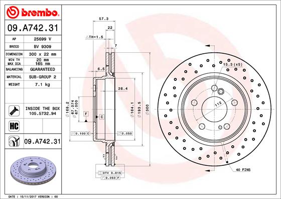 Remschijven Brembo 09.A742.31