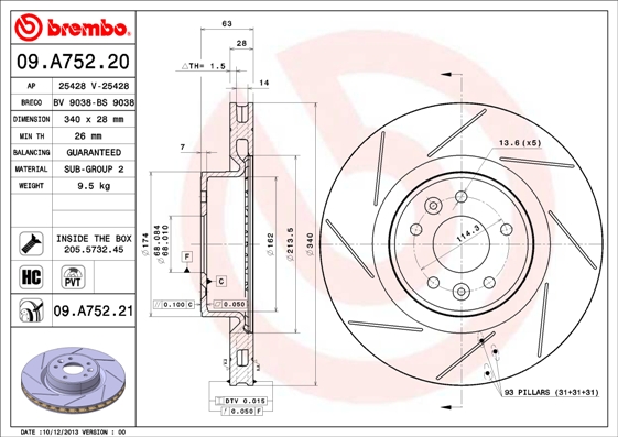 Brembo Remschijven 09.A752.21