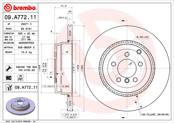 Brembo Remschijven 09.A772.11