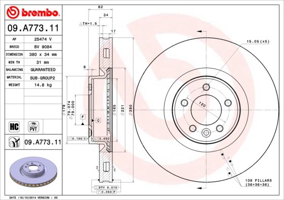 Brembo Remschijven 09.A773.11