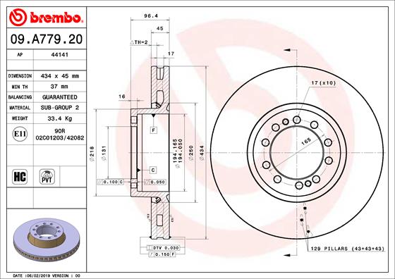 Remschijven Brembo 09.A779.20