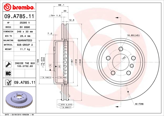 Remschijven Brembo 09.A785.11