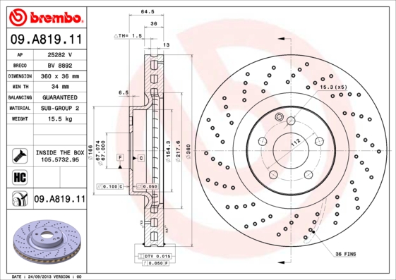 Brembo Remschijven 09.A819.11