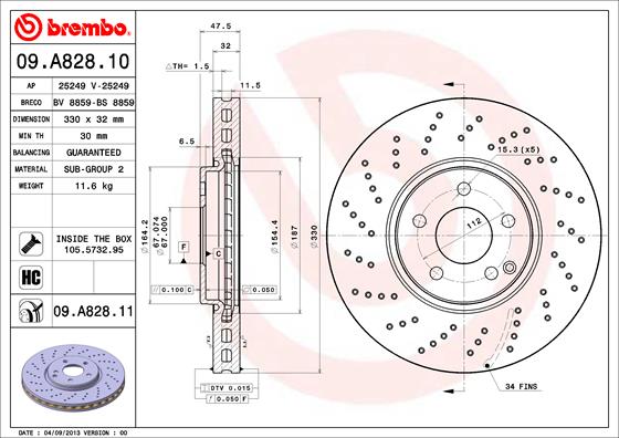 Brembo Remschijven 09.A828.10