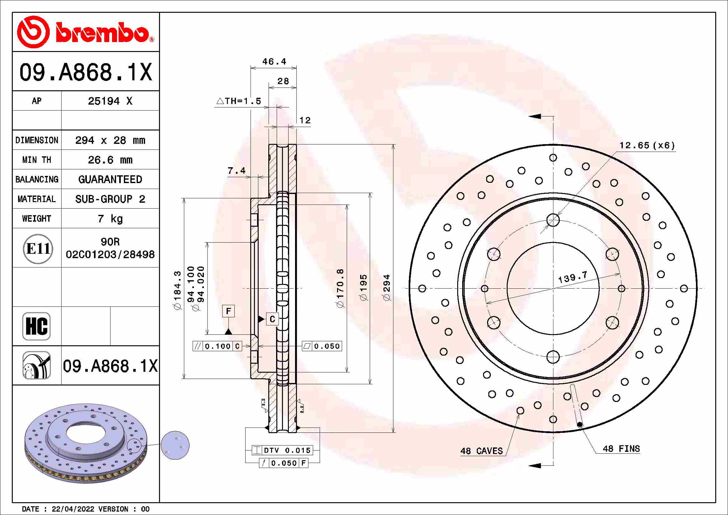 Brembo Remschijven 09.A868.1X