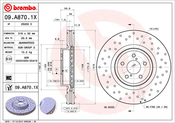 Brembo Remschijven 09.A870.1X