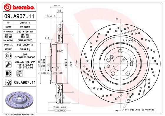 Brembo Remschijven 09.A907.11