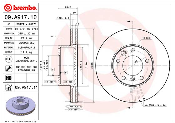 Brembo Remschijven 09.A917.10