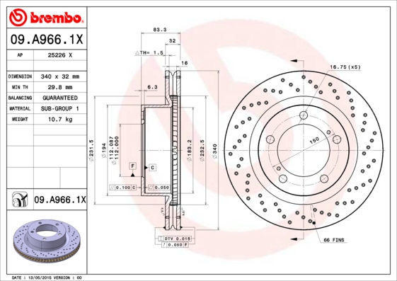 Brembo Remschijven 09.A966.1X