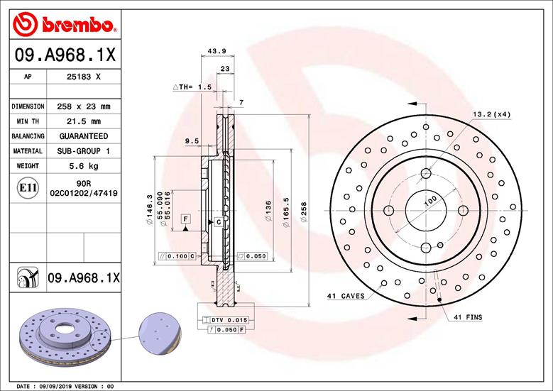 Brembo Remschijven 09.A968.1X