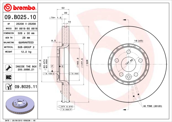 Brembo Remschijven 09.B025.10