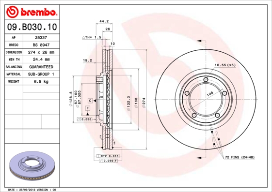 Brembo Remschijven 09.B030.10