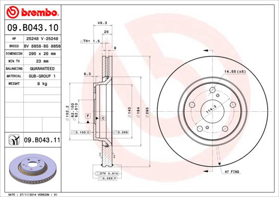 Brembo Remschijven 09.B043.11