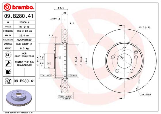 Brembo Remschijven 09.B280.41