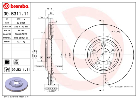 Brembo Remschijven 09.B311.11