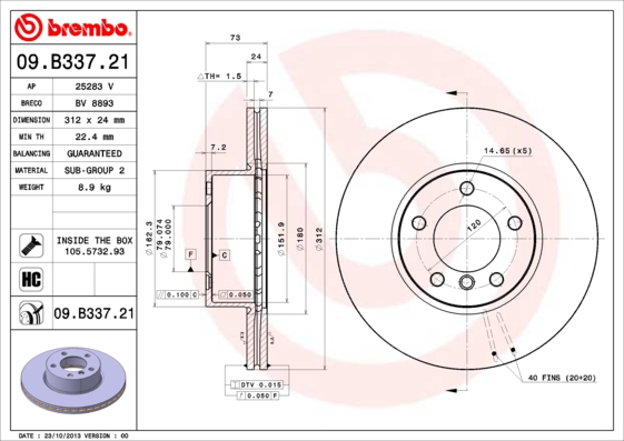 Brembo Remschijven 09.B337.21