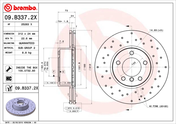 Brembo Remschijven 09.B337.2X