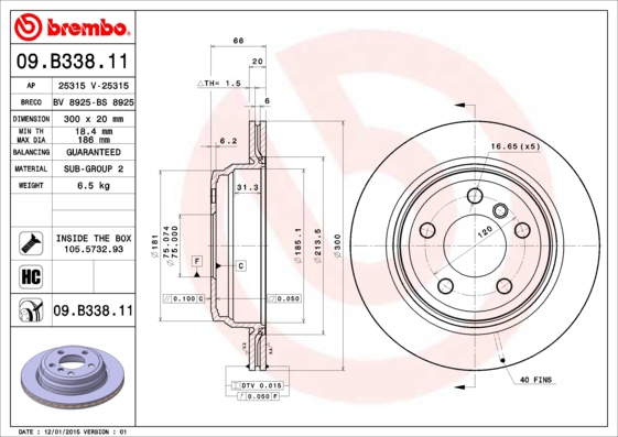 Brembo Remschijven 09.B338.11