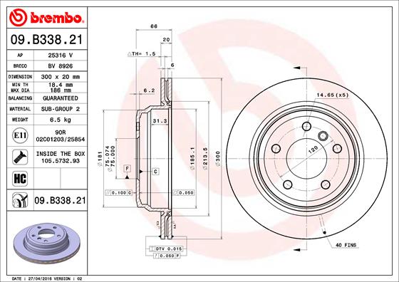 Brembo Remschijven 09.B338.21