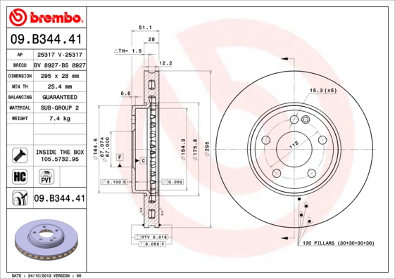 Brembo Remschijven 09.B344.41