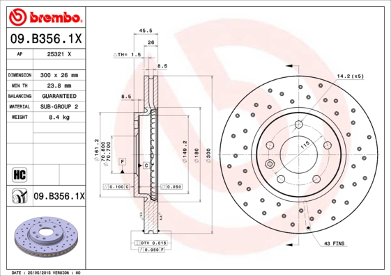 Remschijven Brembo 09.B356.1X