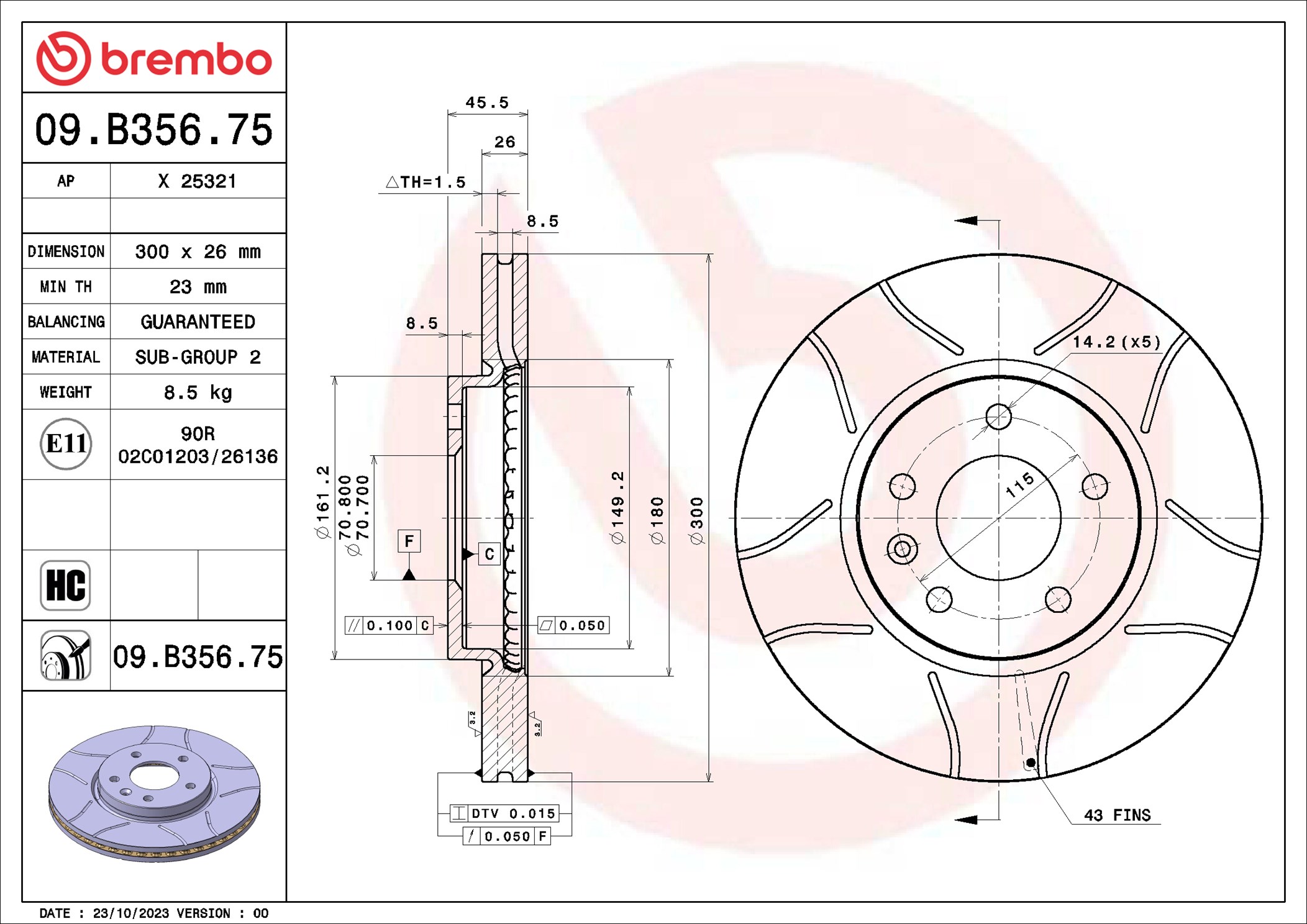 Brembo Remschijf 09.B356.75