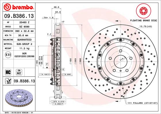 Brembo Remschijven 09.B386.13