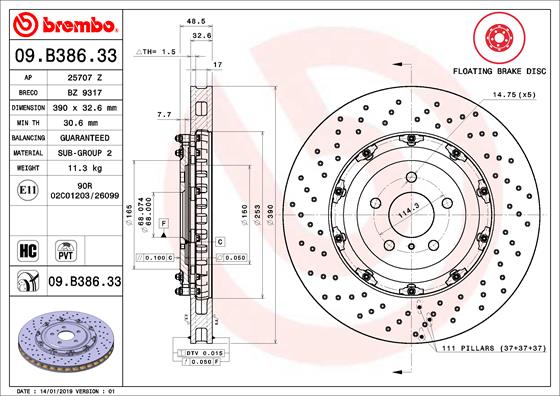 Brembo Remschijven 09.B386.33