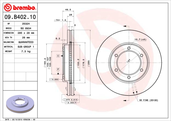 Brembo Remschijven 09.B402.10