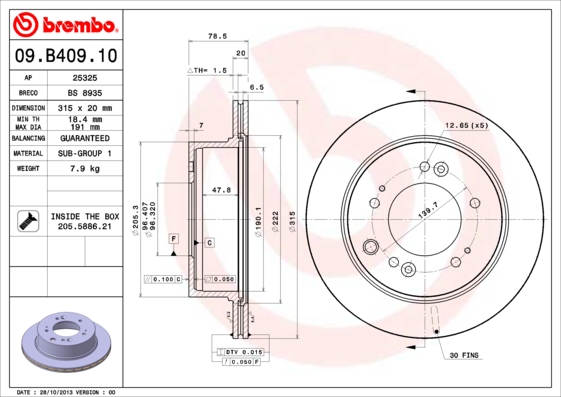 Brembo Remschijven 09.B409.10