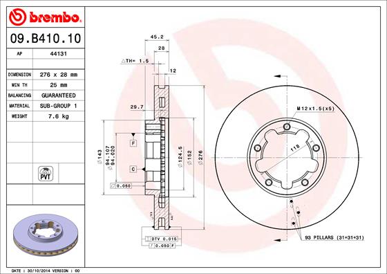 Brembo Remschijven 09.B410.10