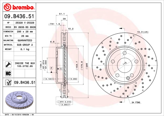 Brembo Remschijven 09.B436.51