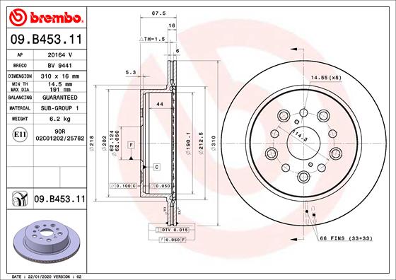 Brembo Remschijven 09.B453.11