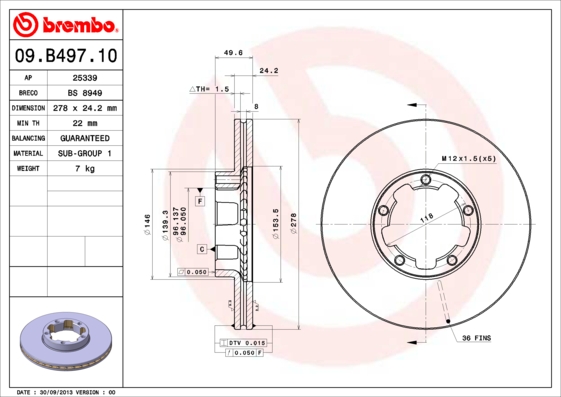 Brembo Remschijven 09.B497.10