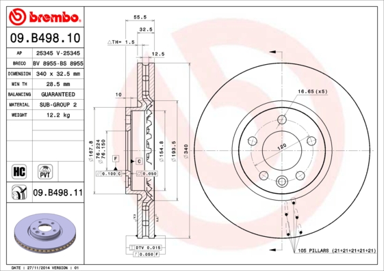 Brembo Remschijven 09.B498.11