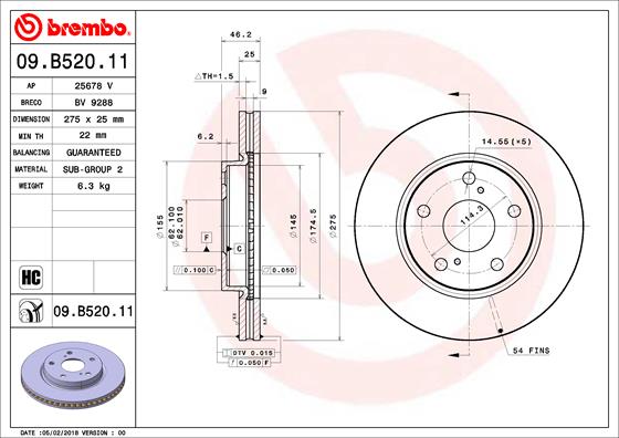 Brembo Remschijven 09.B520.11