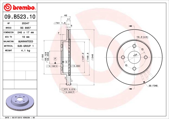 Brembo Remschijven 09.B523.10