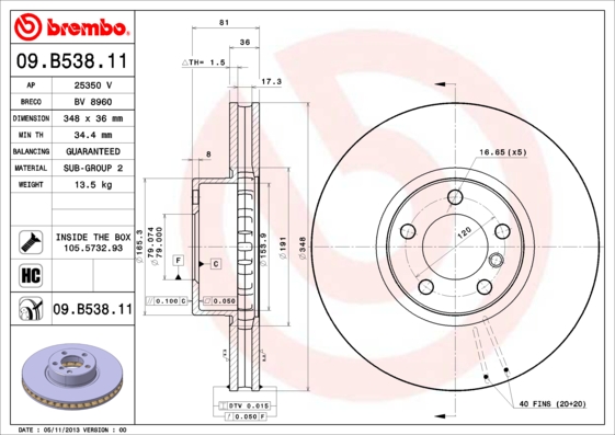 Remschijven Brembo 09.B538.11