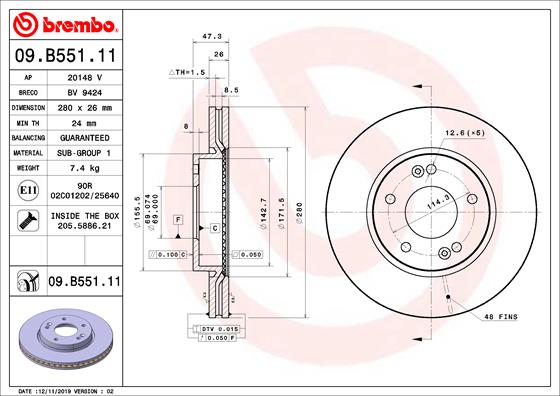 Remschijven Brembo 09.B551.11