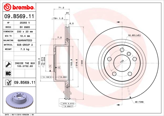 Brembo Remschijven 09.B569.11