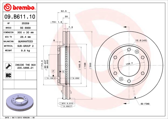 Brembo Remschijven 09.B611.10