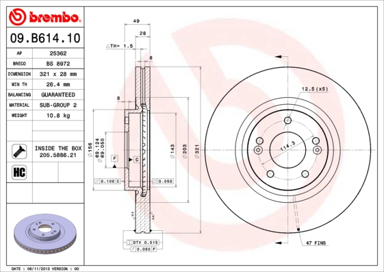 Brembo Remschijven 09.B614.10